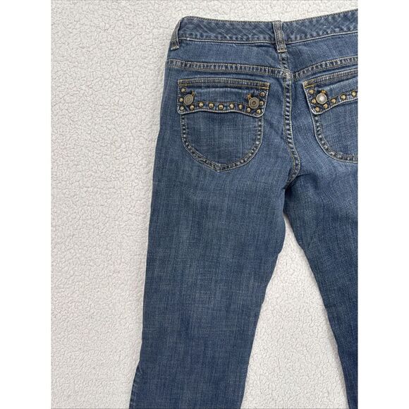 Michael Kors Jeans Women Size 4 Blue Bootcut Pocket Flaps Rivets Low Rise - Picture 7 of 12
